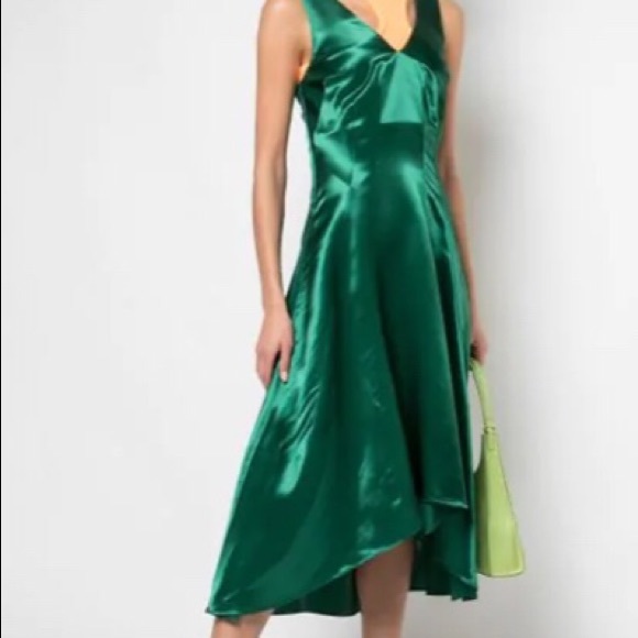 Sies Marjan Dresses & Skirts - NWT Sies Marjan Green Miriam Satin Midi Dress XS holiday dress